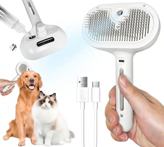 Self-Cleaning Steam Pet Brush – Grooming Tool for Dogs & Cats